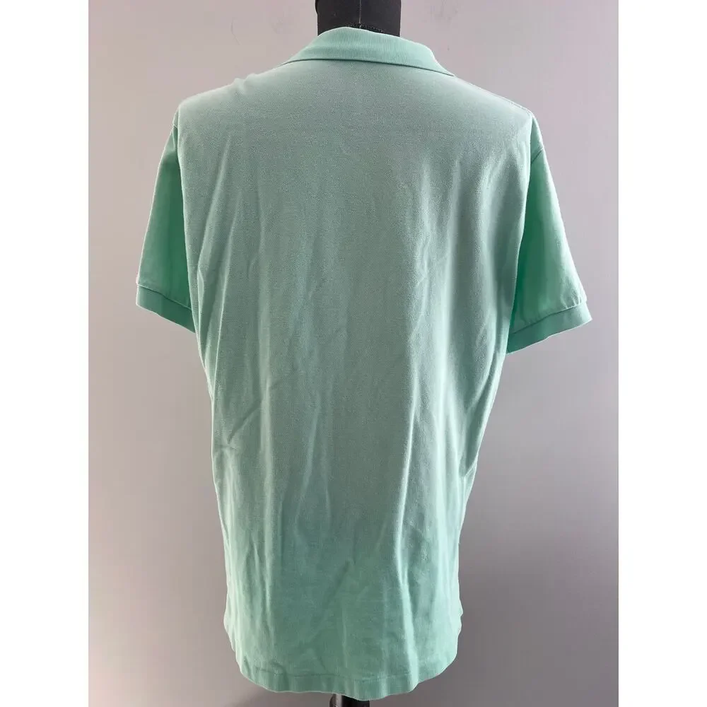 Polo Ralph Lauren 100% Pique Cotton Collared Shirt Mint Green Pink Size Large SG